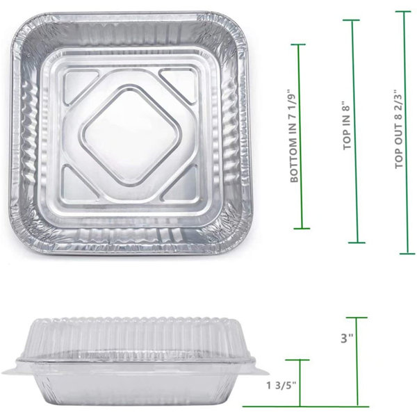 koent Disposable 8X8 Baking Pan With Lids | Heavy Duty Foil Pans For